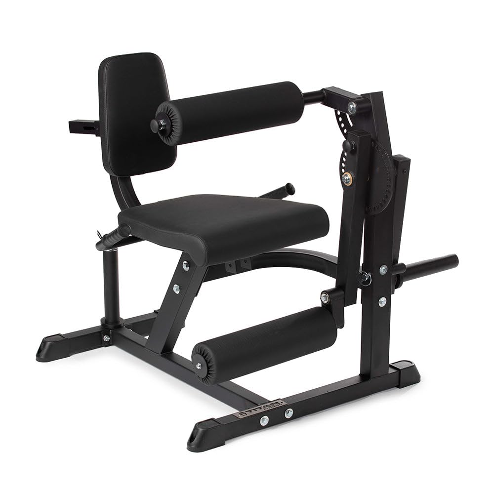 Titan Fitness Plate-Loaded Adjustable Leg Extension and Curl Machine, Rated 300 LB, Lower Body Specialty Machine for Extension and Curls, Muscle Focus on Thigh, Quads and Hamstrings