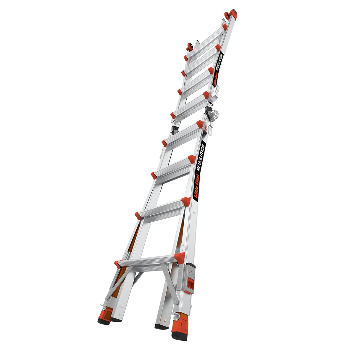 Revolution 2.0, Model 17 - ANSI Type IA - 300 lb Rated, Aluminum Articulated Extendable Ladder with TIP & Glide Wheels and Ratchet Levelers
