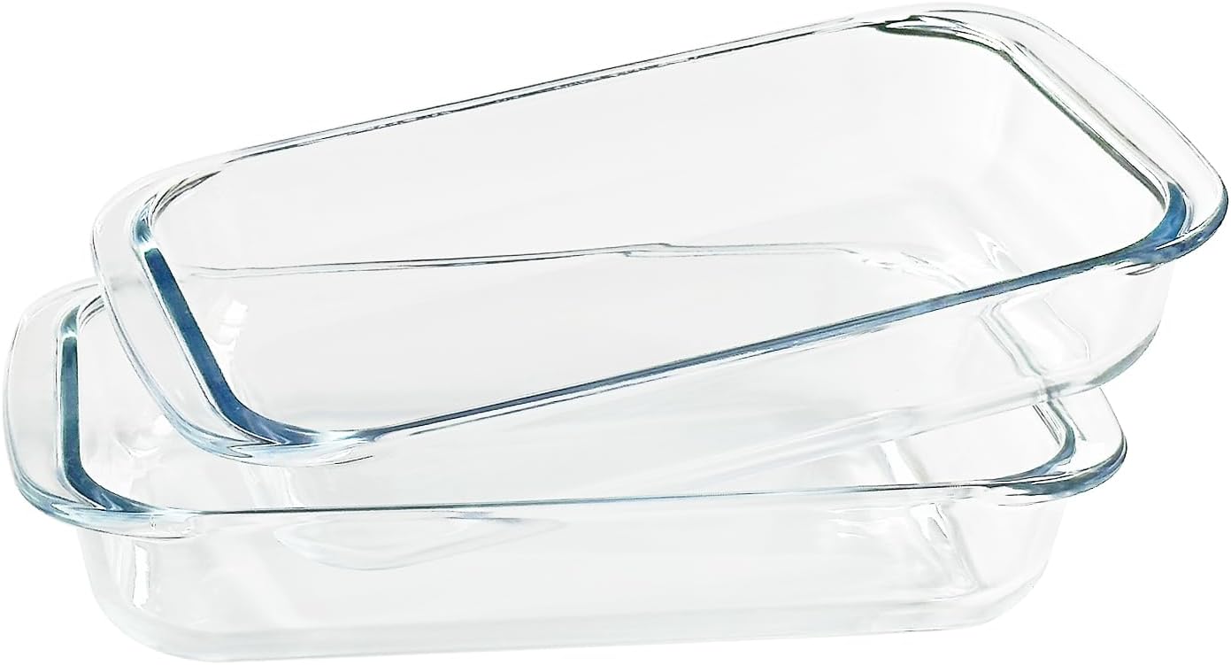 Regine Switzerland 1-Quart Tempered Glass Baking Dishes - Personal Sized Oblong Cookware (2 Pack)