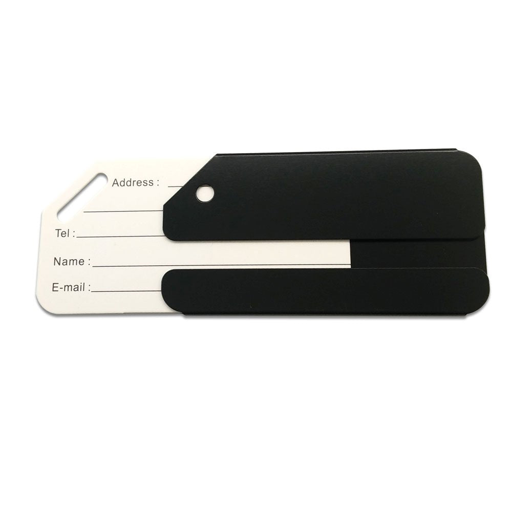 2Pack Black Aluminum Luggage Tag with Name ID Card Perfect to Quickly Spot Luggage Suitcase by Ovener