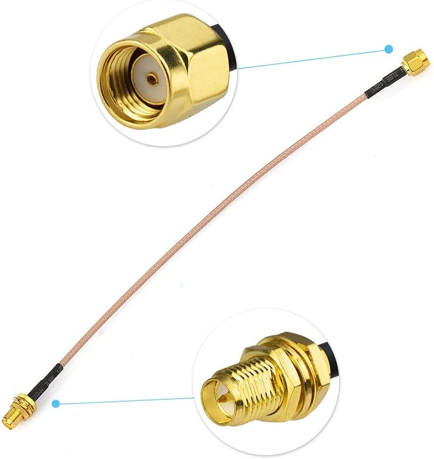 (2-Pack) RG316 15cm 6 inch Bingfu WiFi Antenna Extension Cable RP-SMA Male to RP-SMA Female Bulkhead Mount Cale