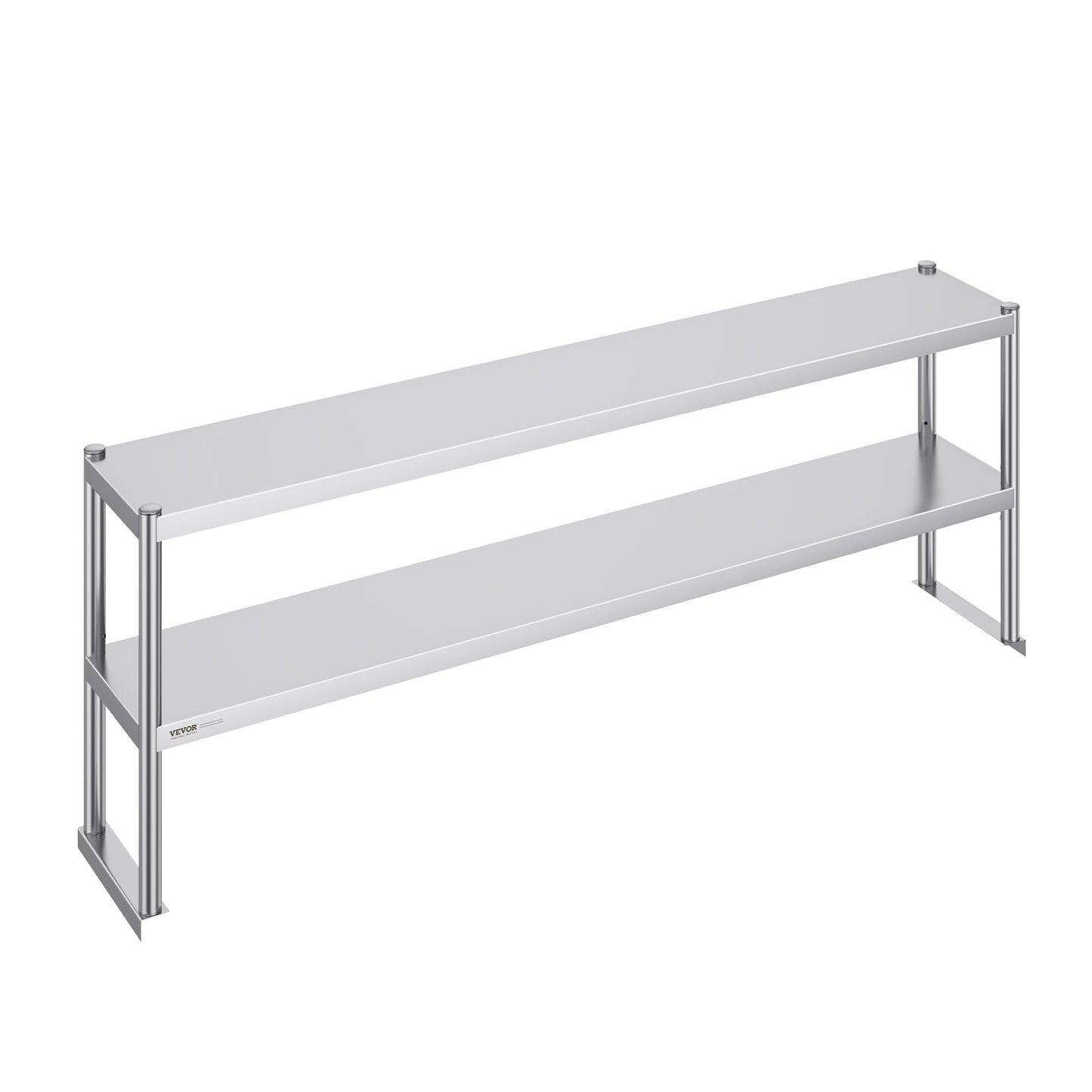 VEVOR Double Tier Stainless Steel Overshelf, 12 x 72 Inch Double Deck Height Adjustable Prep Work Table for Kitchen, Restaurant and Workshop