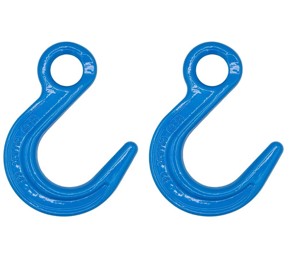 Mytee Products 2 Pack 1/2" G100 Eye Foundry Hook for Lifting & Rigging | 15,000 LBS WLL | 60,000 LBS Break Strength | Fits G100 1/2" Chains Wire Ropes Slings | Blue Alloy Steel