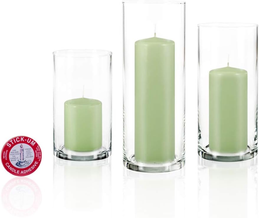 yummi Set of 36 Slim Pillars and Cylinder Vases - Mint