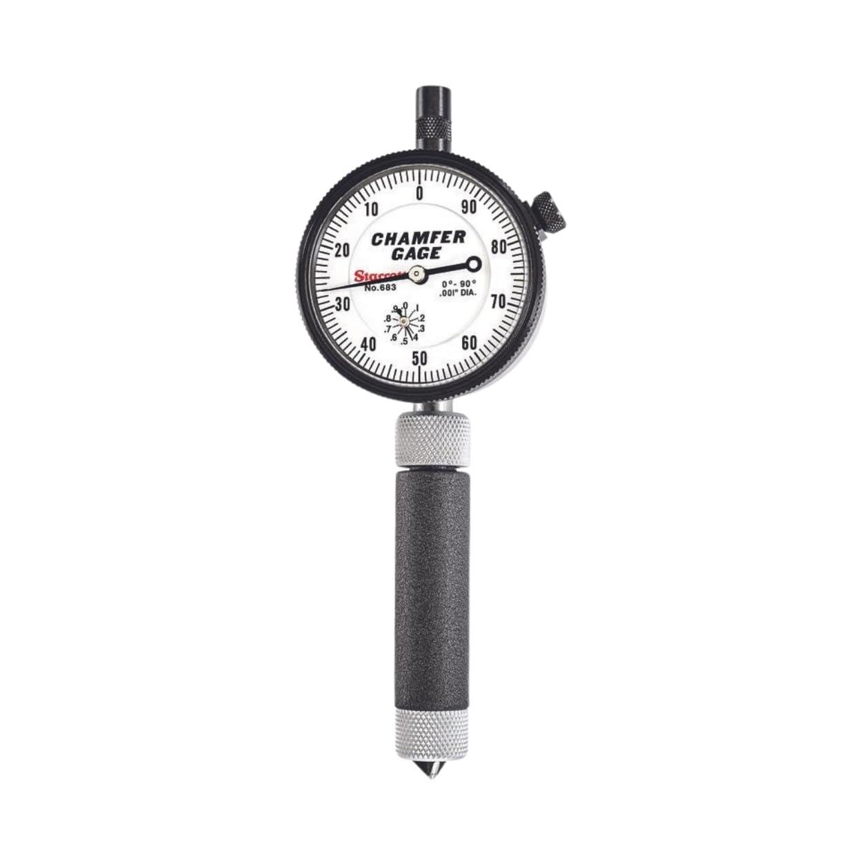 Starrett Inch Reading Dial Indicator Internal Chamfer Gage - 0-3/8" Range, .001" Graduations, 0-90° Angle - 683-1Z