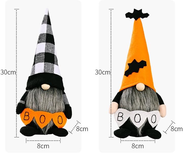 Skiennix Halloween Gnomes Decoration - 10.6'' Plush Boo & Bat Figures for Cute Home Decor | Perfect for Parties & Gifts