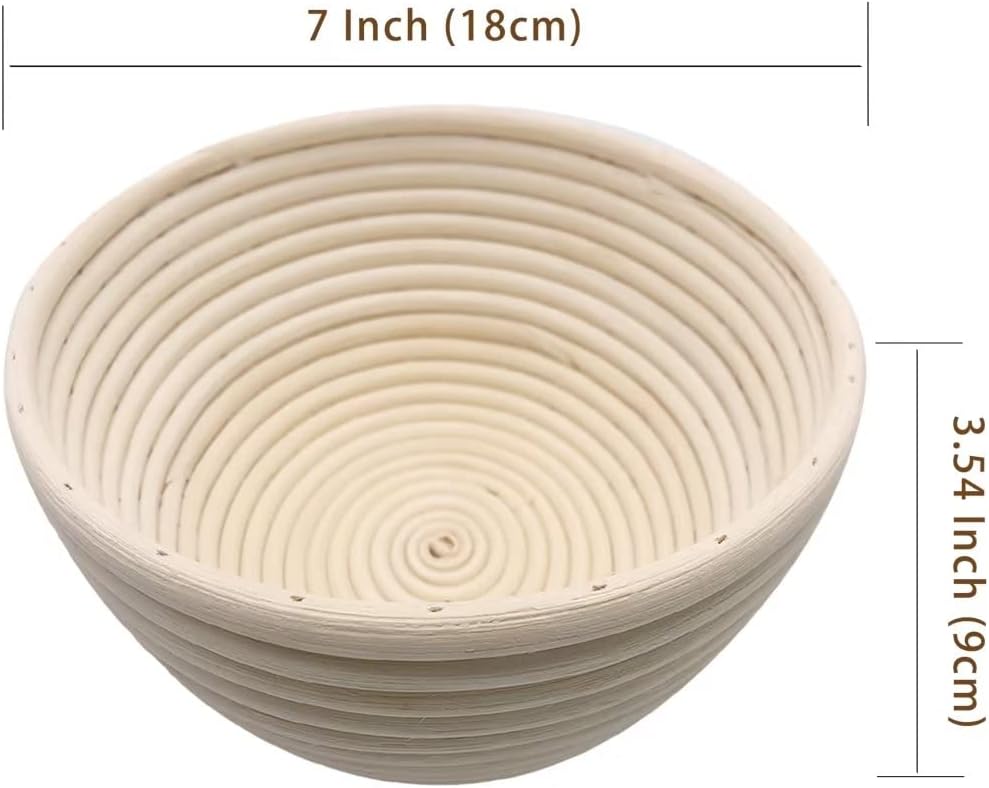 Skiennix Round Banneton Basket - 7 Inch Bread Proofing Bowl with Removable Liner | Perfect for Sourdough Baking (2 Pack)