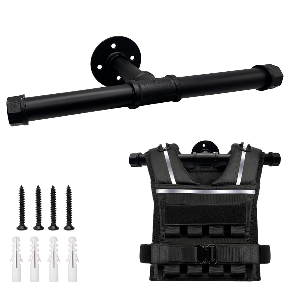 Yaellede Running Weighted Vest Hanger Tactical Gear, Plate Carrier Hanger, Police Gear Rack, Wall Mount Weight Plate Holder, Heavy Duty Accessories For Backpack (Black)