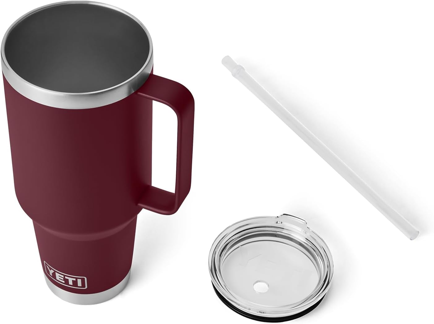 YETI Rambler 42 oz Tumbler - Vacuum Insulated Travel Mug with Handle & Straw Lid | Wild Vine Red