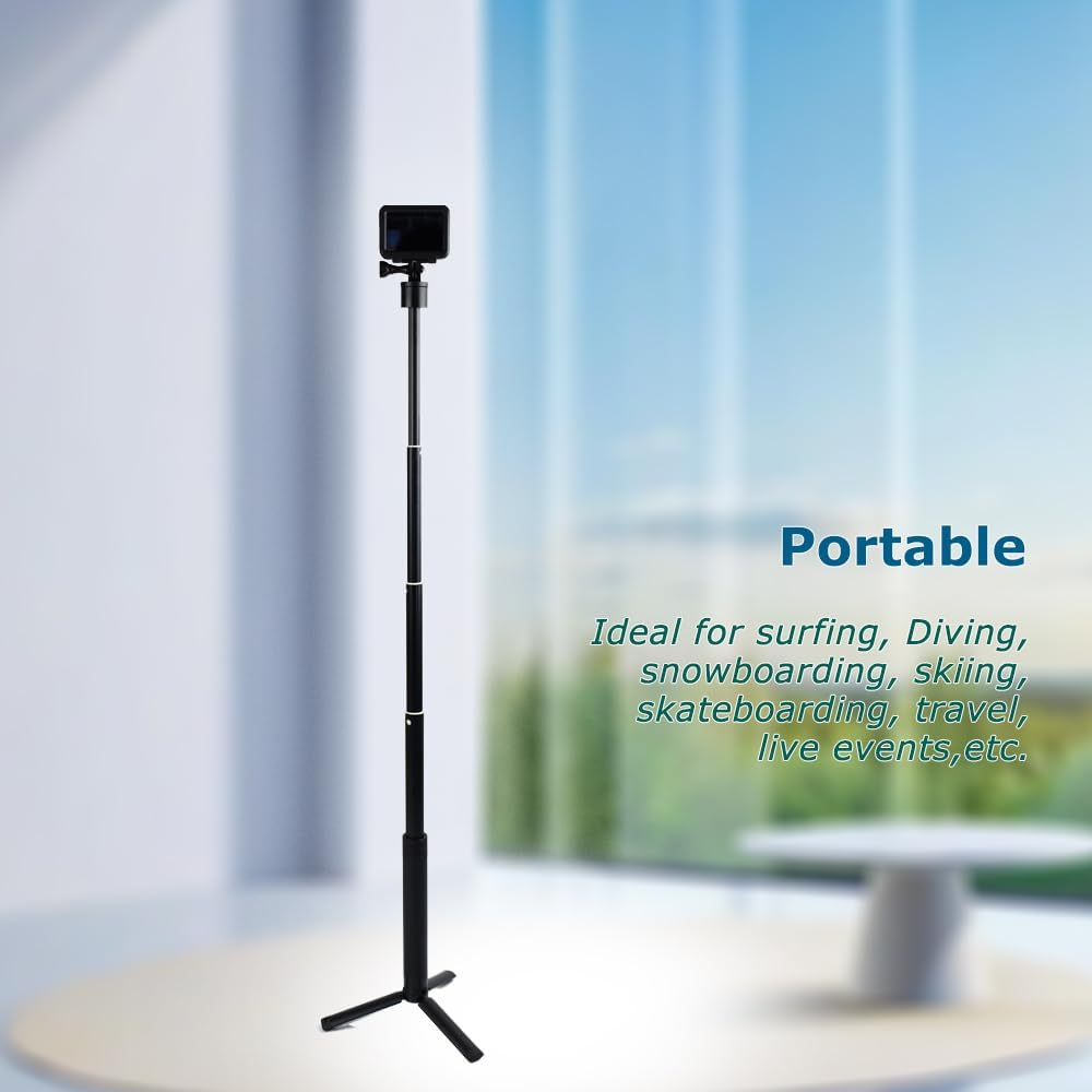 KOQINVIZ 29" OSMO,Insta360 Aluminum Telescoping Pole Stick for Action Camera - Extendable Selfie Stick Monopod Hand