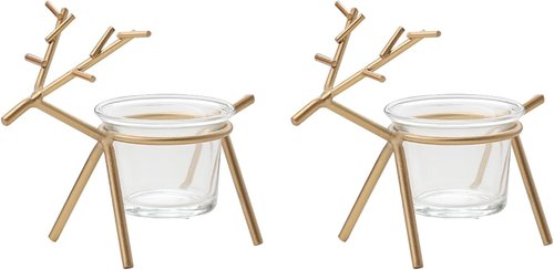 Cabilock Christmas Reindeer Tealight Candle Holders - Elegant Glass Deer Stands for Festive Home Decor
