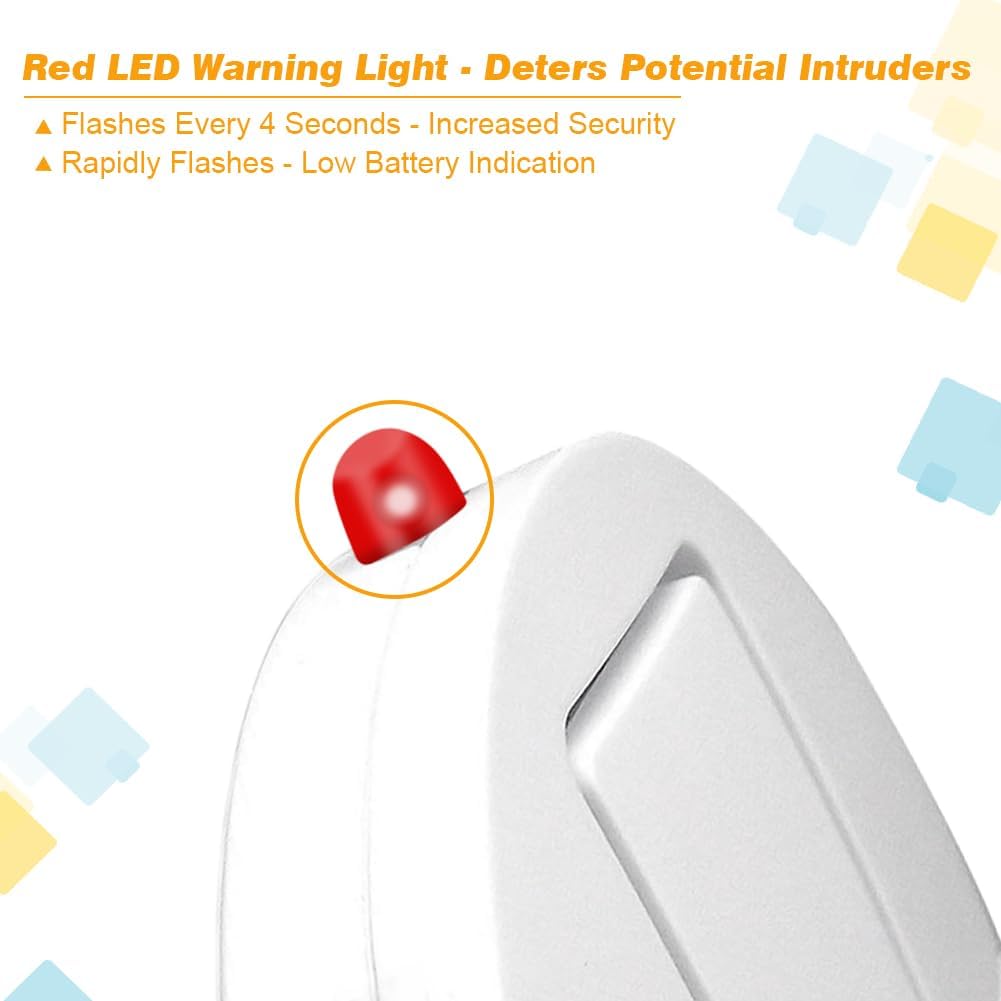 EVA LOGIK 4-Pack 120dB Window Alarm System - Ultra-Loud Alarms with Advanced Vibration Sensors - Window Security Alarms