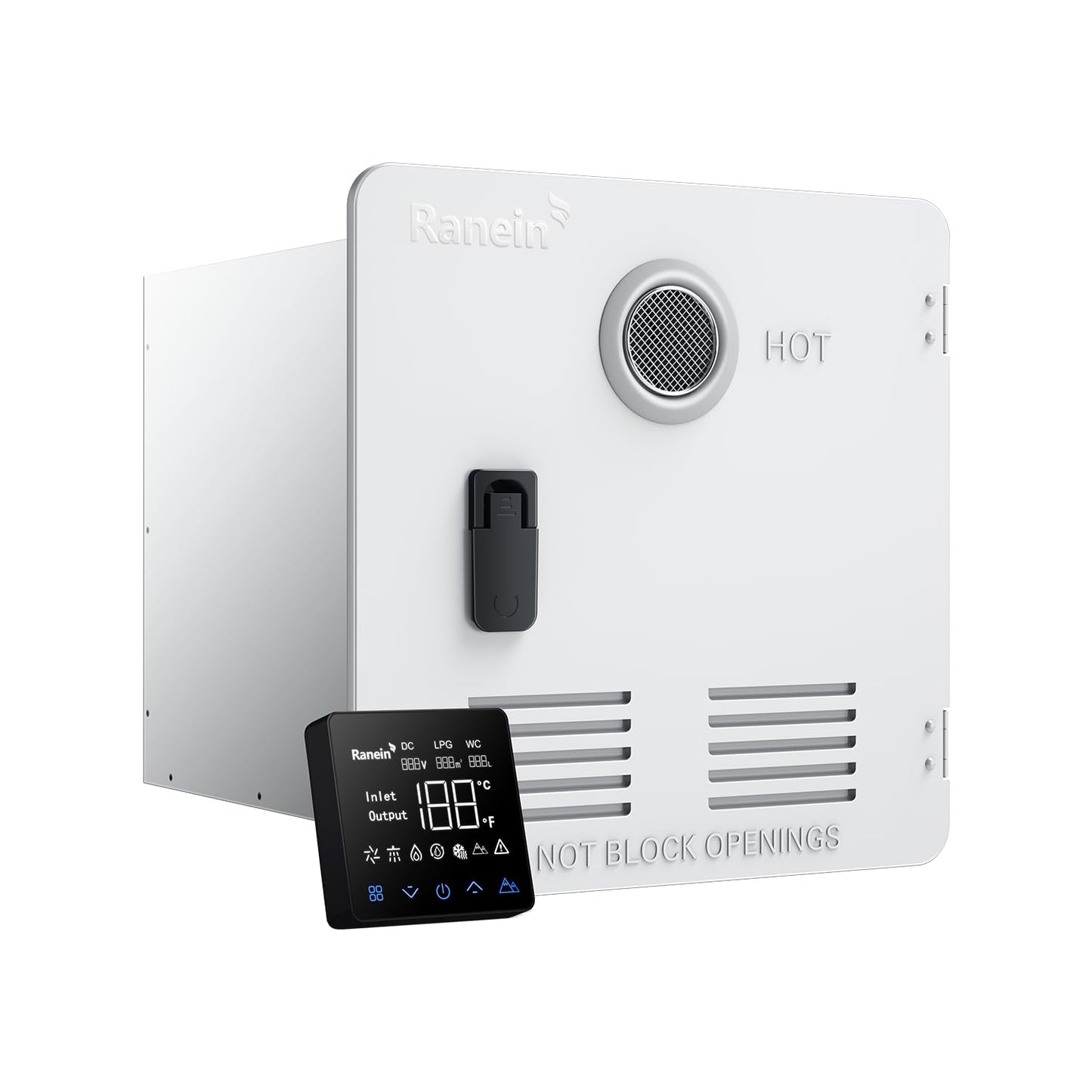 Gen II Ranein On-Demand Propane RV Tankless Water Heater, 15×15 White Door & Remote Control, High Altitude Compatible, CSA Certified, Summer Comfort Optimized, Perfect for Moderate Usage