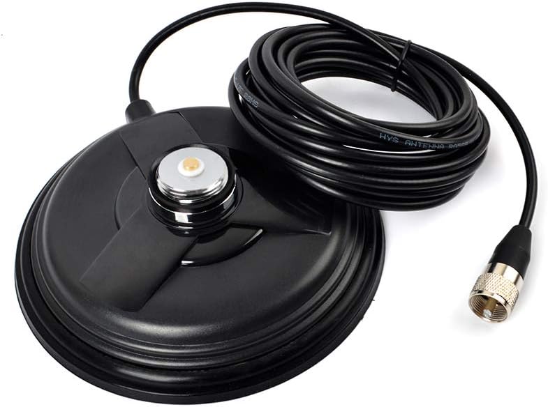 UAYESOK 5.9inch (150mm) 5M(16.4ft) RG58 PL-259 NMO Magnetic Mount Antenna Base Ham Mobile Radio Antenna Magnet Mount