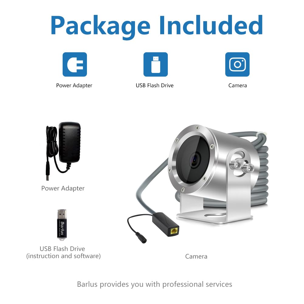 Barlus Underwater Camera, Aquarium Live Streaming Pond 5MP Camera with 32ft Cables