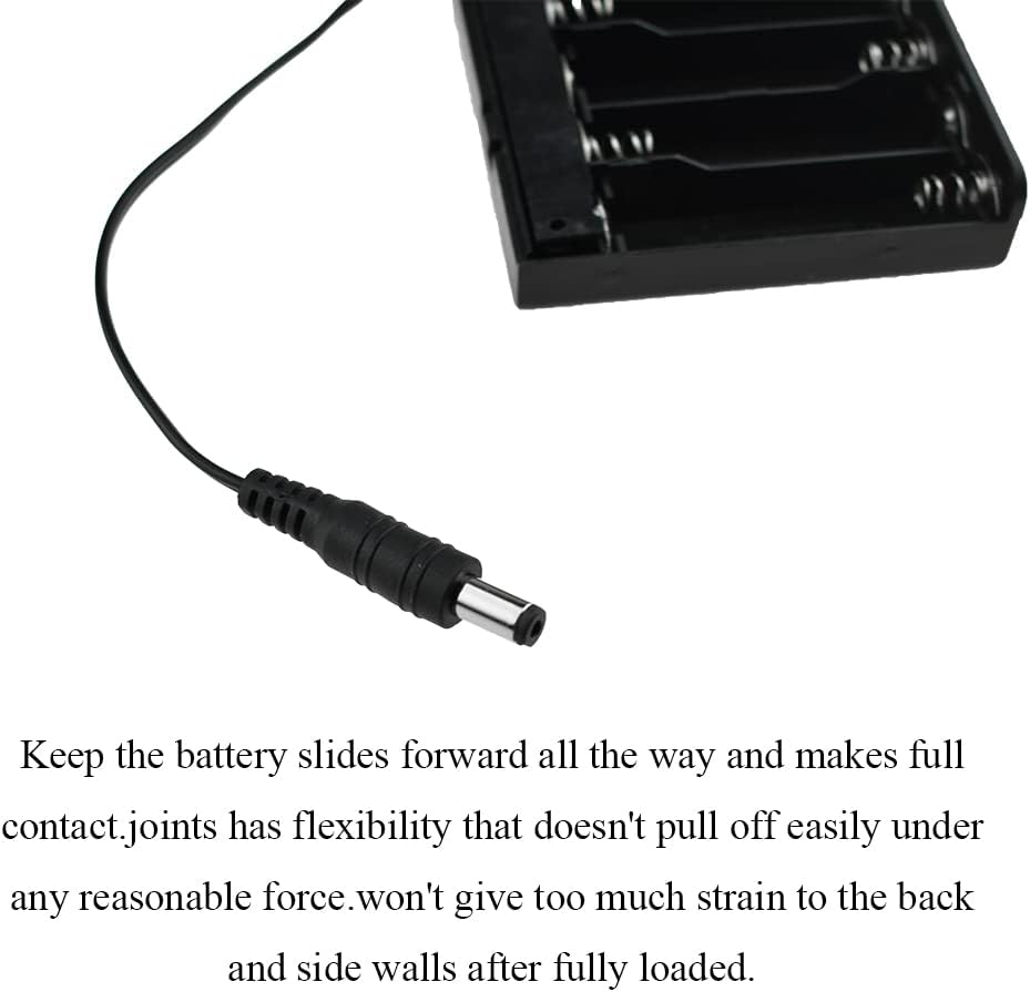 HAHIYO 12V 8x1.5V 2 AA Battery Holder with DC Plug Portable Supply Quick Swap Securely Lids On/Off Switch Plastic