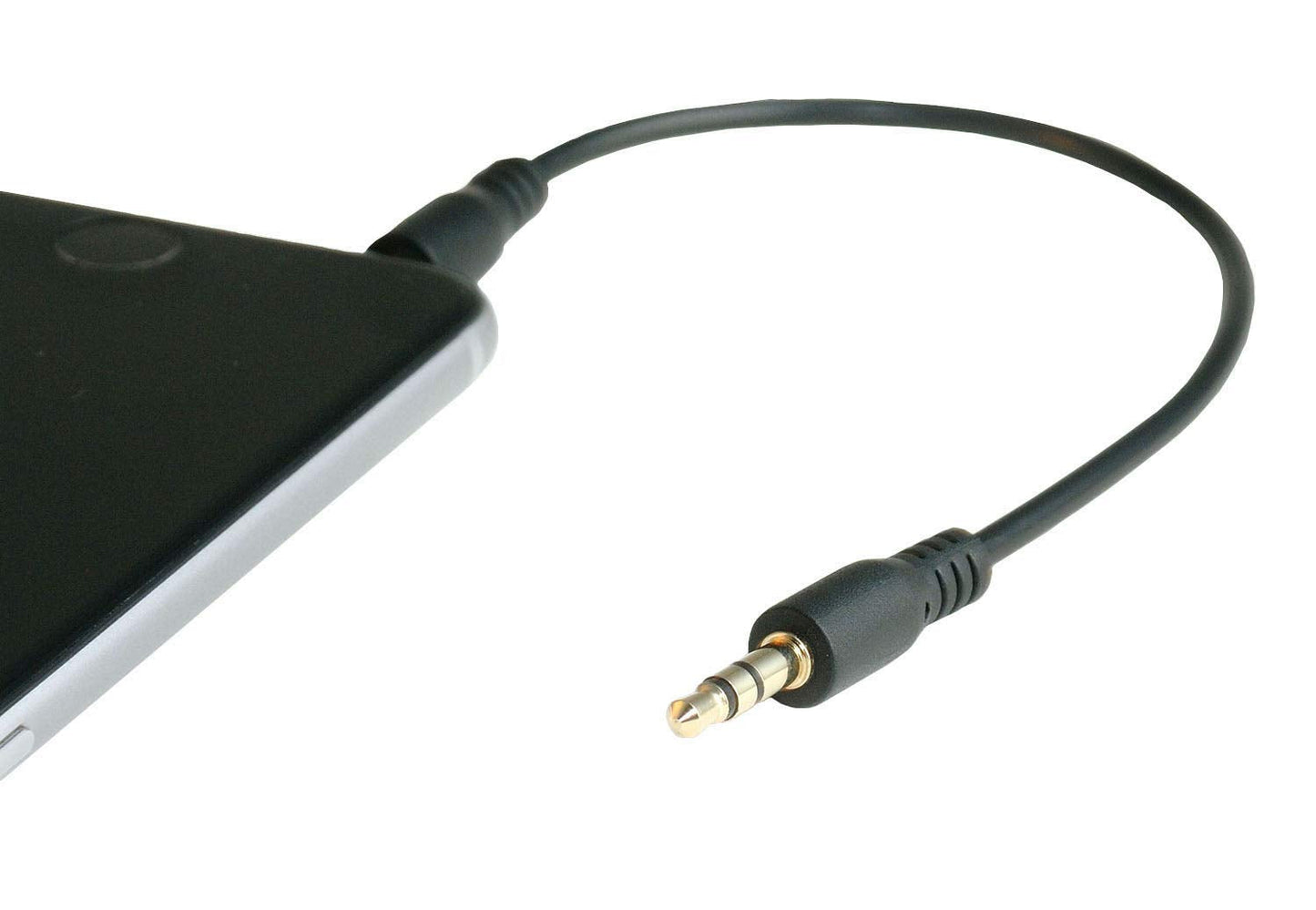 0.6ft 3,5mm valonic Short Audio Cable - - - AUX Cord for car, TV or Phone - Male to Male - Black