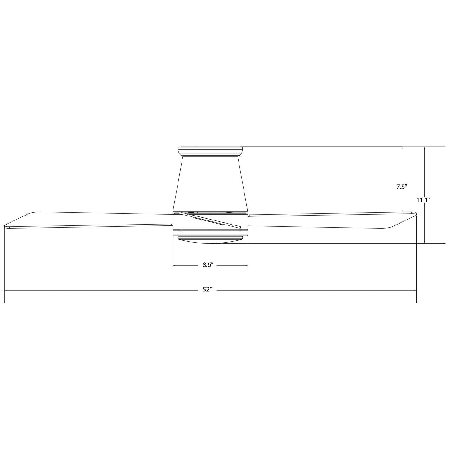 WAC Lighting Hug 3 Blades Aluminum Smart Flush Mount Ceiling Fan in Matte Black