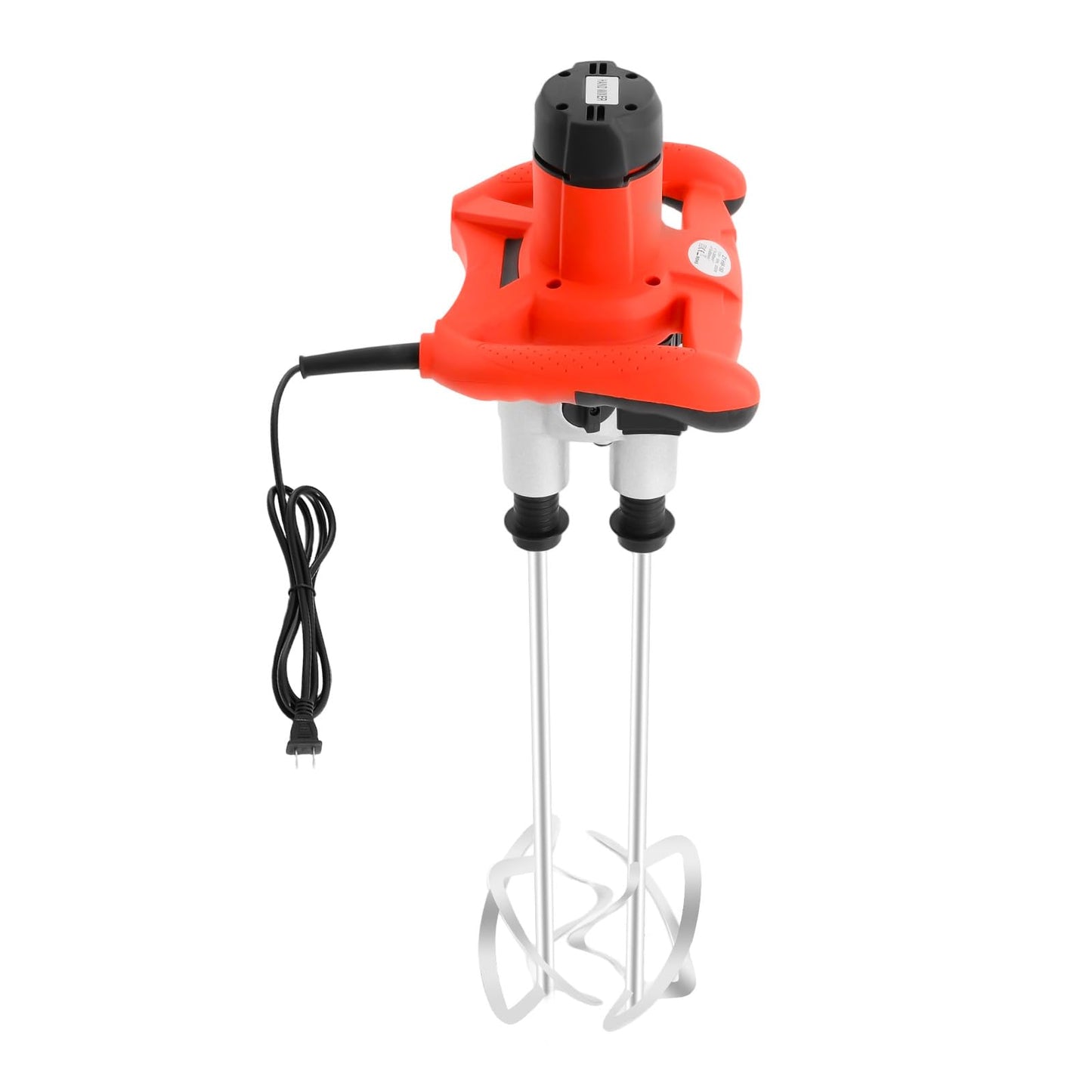 Double Paddle Concrete Mixer with 2 Carbon Brushes,6 Speeds Adjustable Paint and Mortar Stirrer,﻿2800W Eletric Hand-held Mud Cement Mixer for Bitumen Grout, Plaster, Thinset (Red)