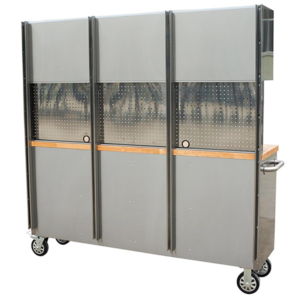 AnorTrek 72 inch 15 Drawers Tool Chest with 3 Up Cabinet & Pegboard in Stainless Steel (Stainless Steel)