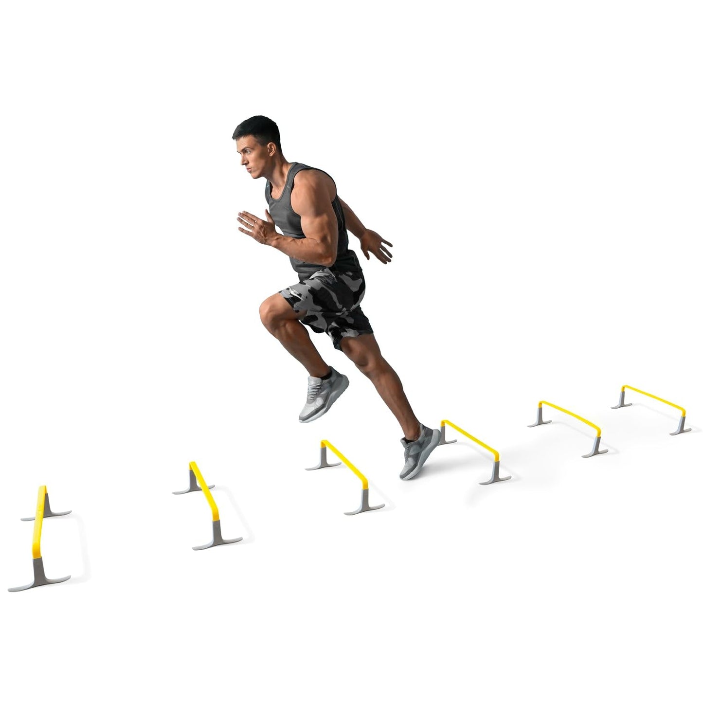 Meister ZoomFlex Agility Hurdles w/Carry Bag - Flex-Safe Modular Speed Training - 6" Electric Yellow - 6 Pack