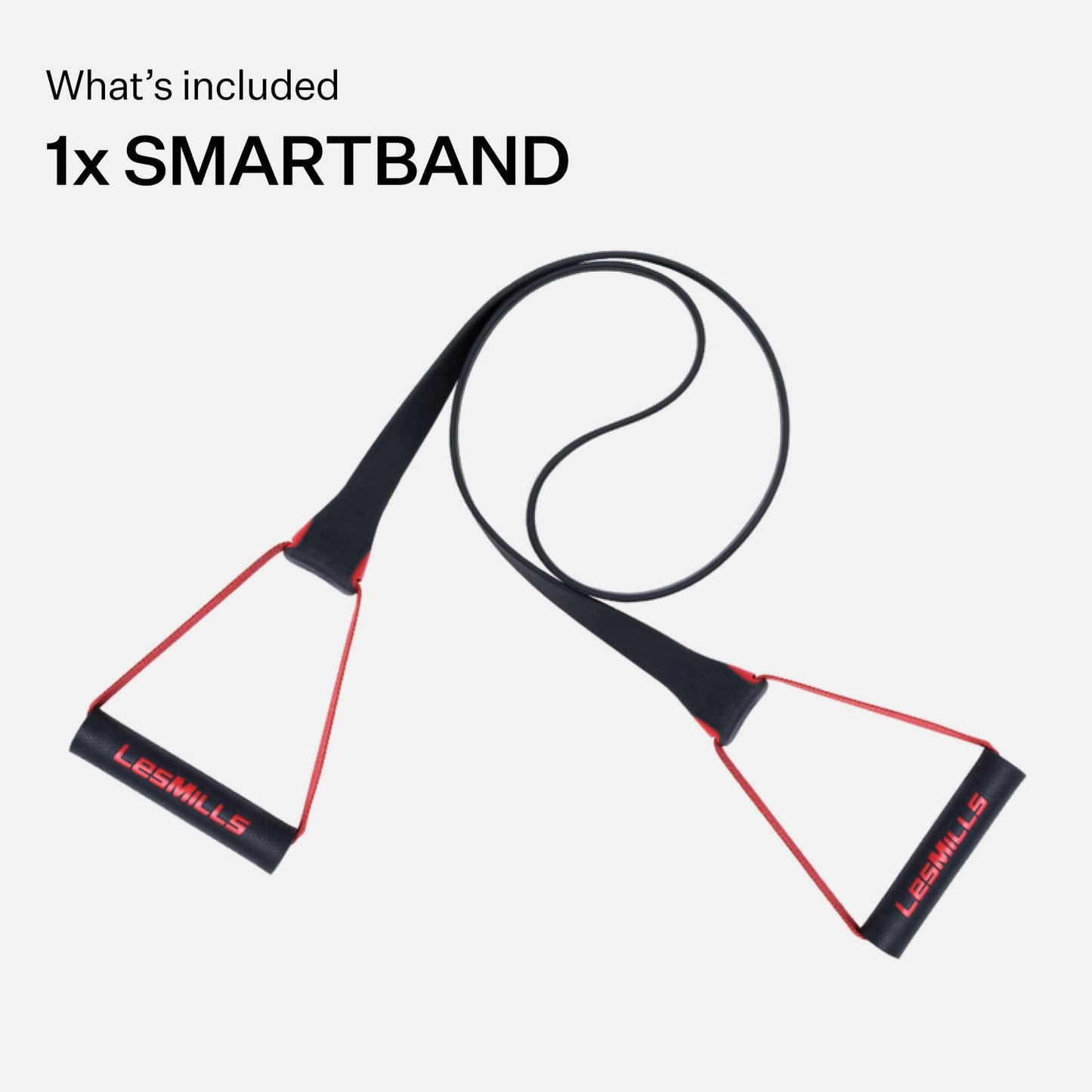 Les Mills™ SMARTBAND™ Workout Resistance Band with Handles, Home Gym Workout Equipment, Elastic Stretch