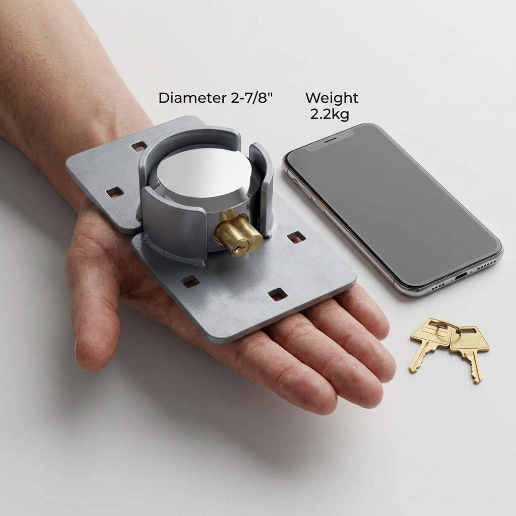 QWORK Heavy Duty Puck Lock and Hasp, High Security Steel Hidden Shackle Keyed Alike Padlocks with 2 Pcs Keys for Trucks, Gates, Vans and Vending Machines