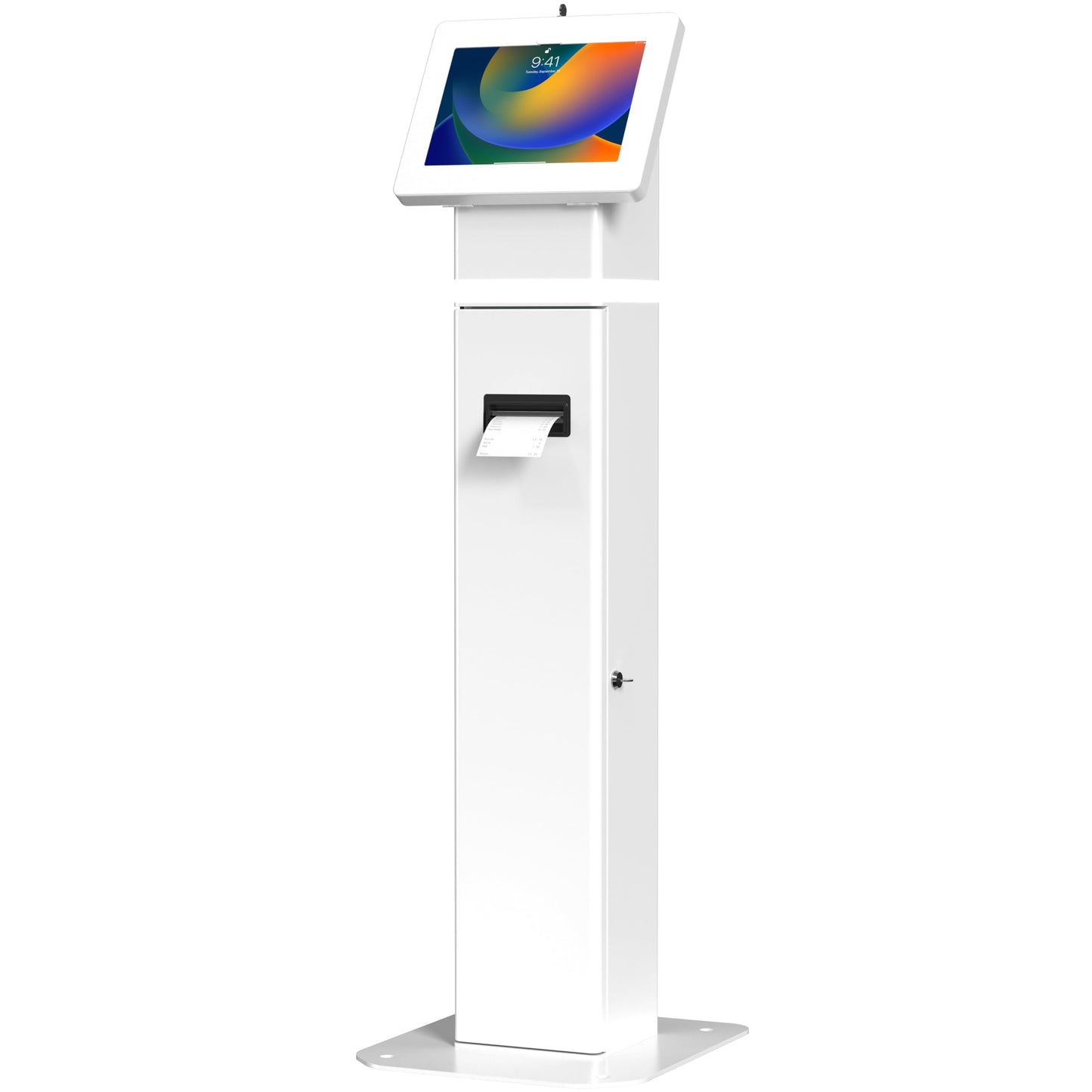 Deluxe Kiosk Floor Stand – Interactive Kiosk Floor Stand with Premium Tablet Enclosure, LED Light and Printer Compartment - for iPad, Galaxy & More Tablets - (PAD-IKPS)