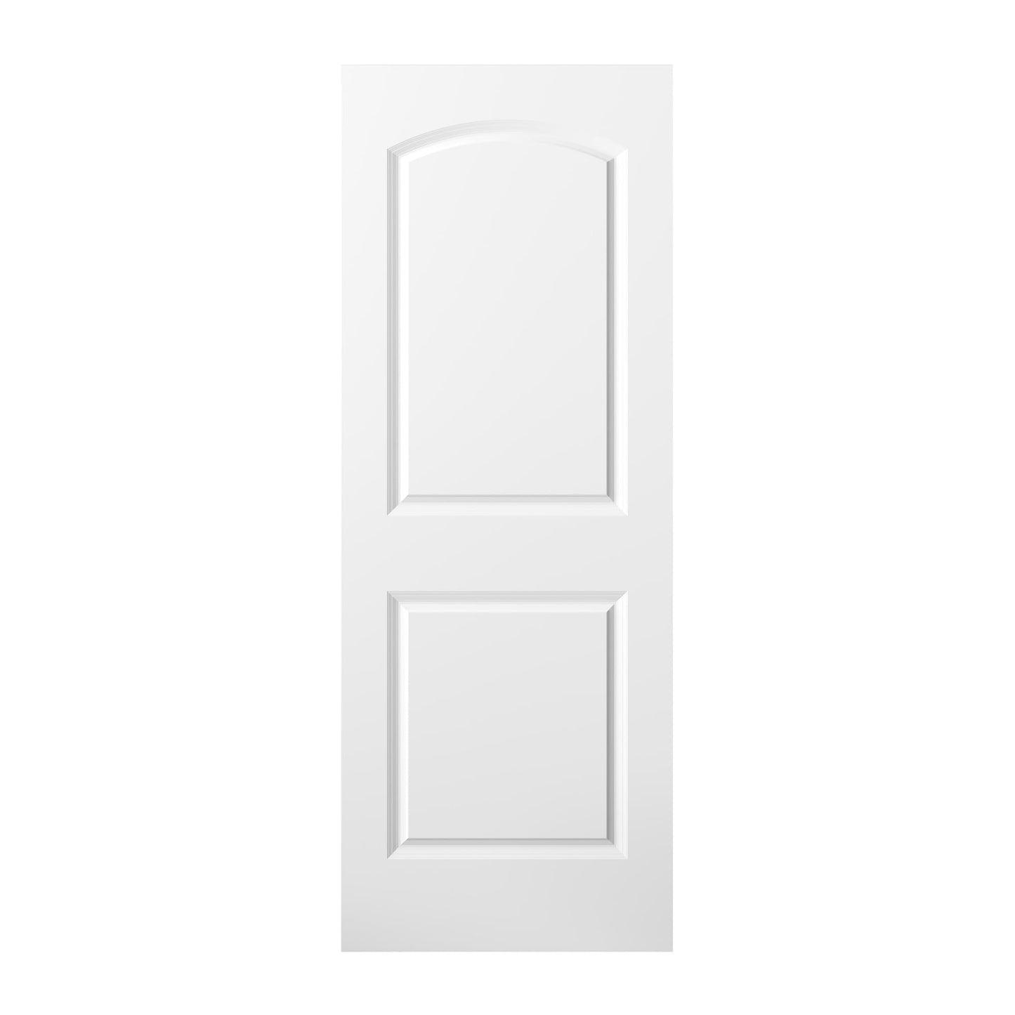JUBEST 36"x80" Raised 2-Panel White Primed Hollow Core Interior Molded Door Slab with Arch Design, NOT Pre-drilled and NOT Included Hardware, Round Top Smooth Paintable Interior Door