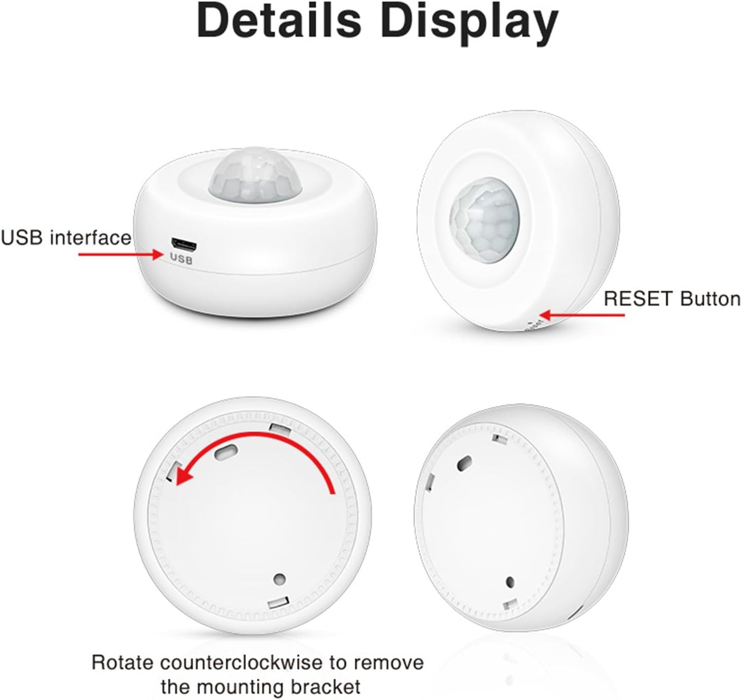WENGART FH400A,Tuya App,2.4GHz WiFi Light PIR Motion Sensor Combines Human Motion Detection and Light Intensity