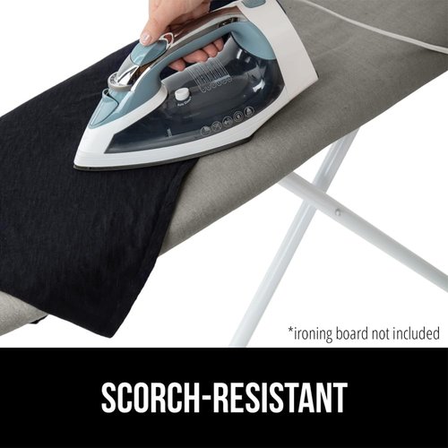 GORILLA GRIP The Original Ironing Board Cover and Pad, Silicone Coating, 400°F Scorch Resistant Thick Padding, Heavy Duty Iron Covers Standard Boards, Hook and Loop Fastener Strap, Silver 15x54