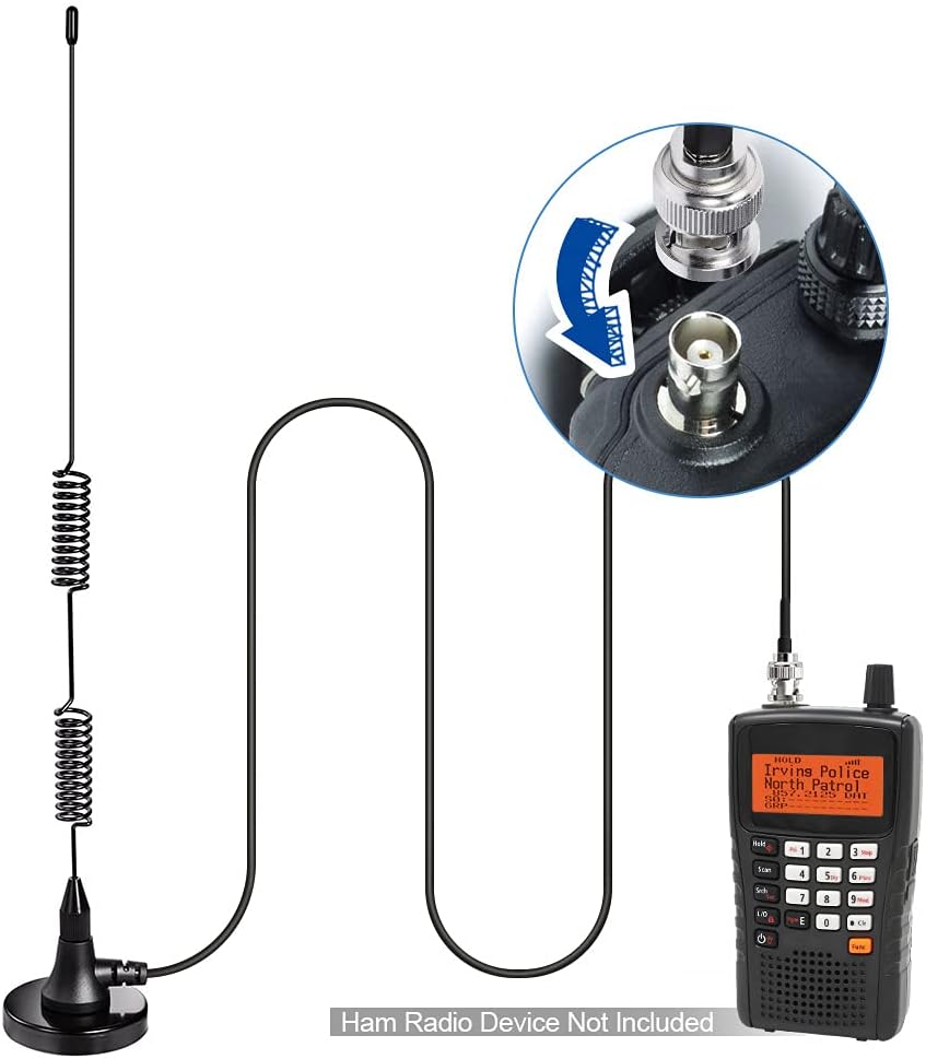 BINGFU 20-1300MHz Police Scanner Antenna Magnetic Base HF VHF UHF Two Way Ham Radio BNC Male Antenna Compatible