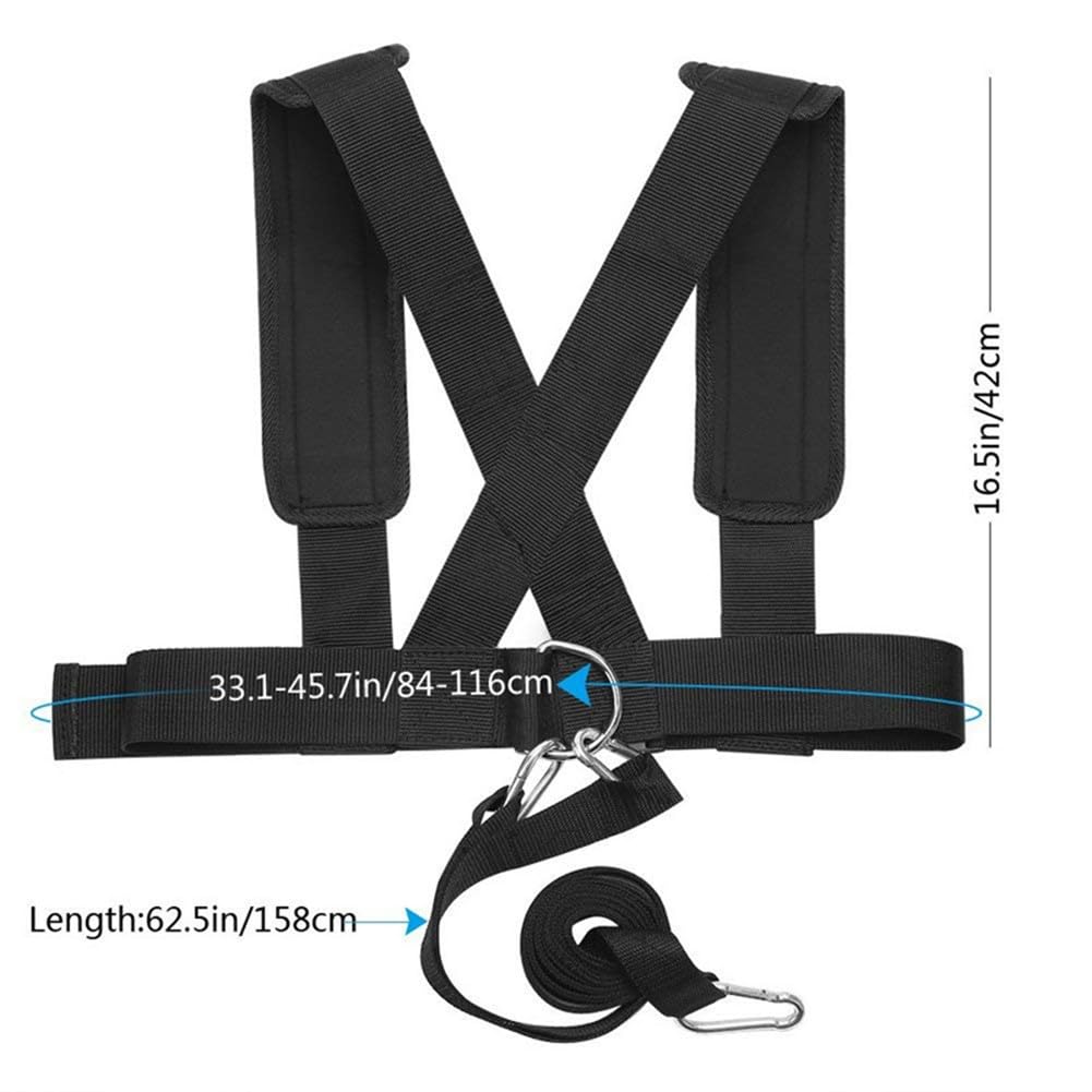 Jurtmy Sled Harness for Exercise, Adjustable Nylon Running Resistance Training Vest with Shoulder Pads for Football Basketball Strength Building, Black