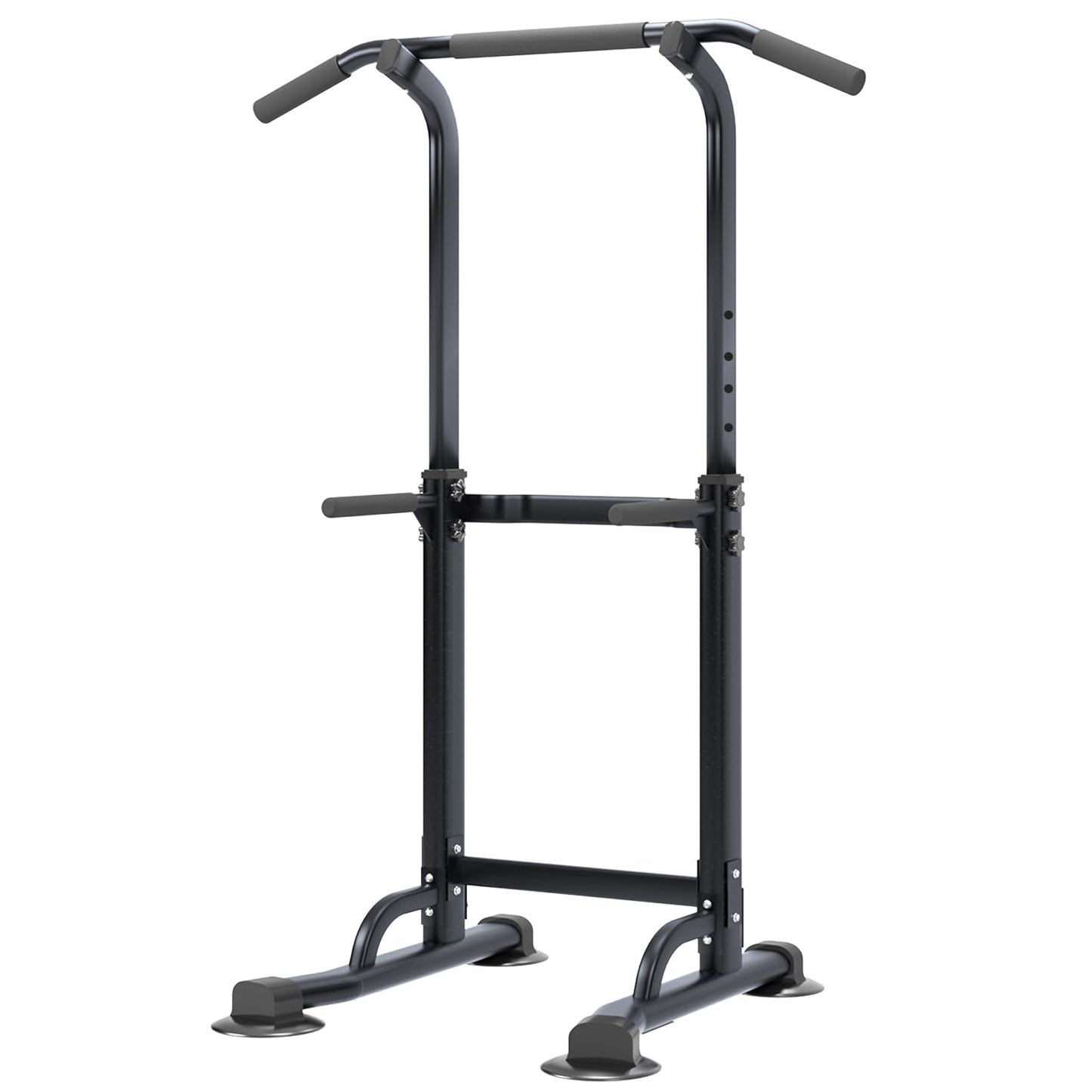 DlandHome Power Tower Pull Up Dip Station Multi-Function Fitness Equipment for Strength Training Adjustable Height Dip Stand for Home Gym, Black