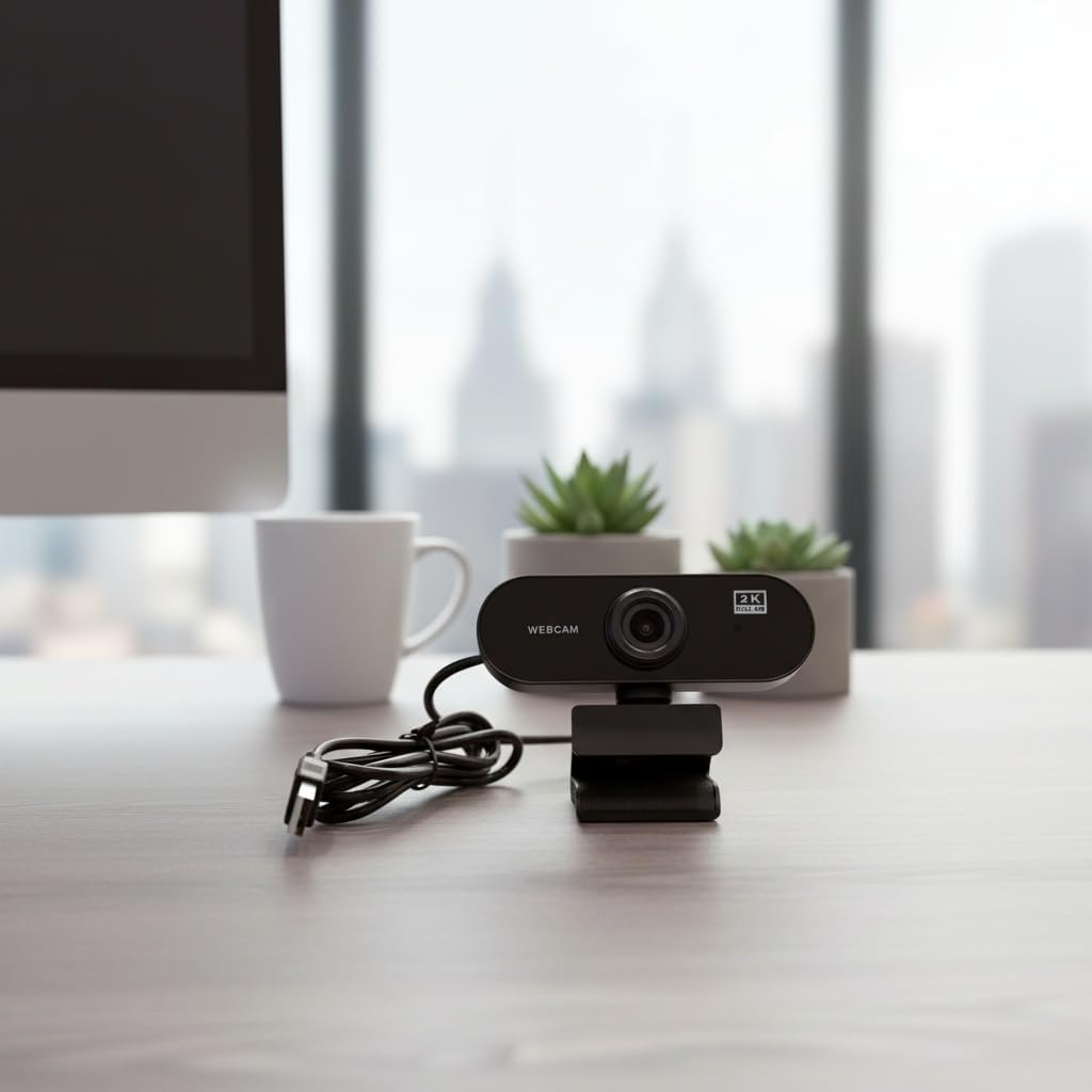 axGear 1080P 2K USB Webcam Microphone for Conference Video Call Live Streaming