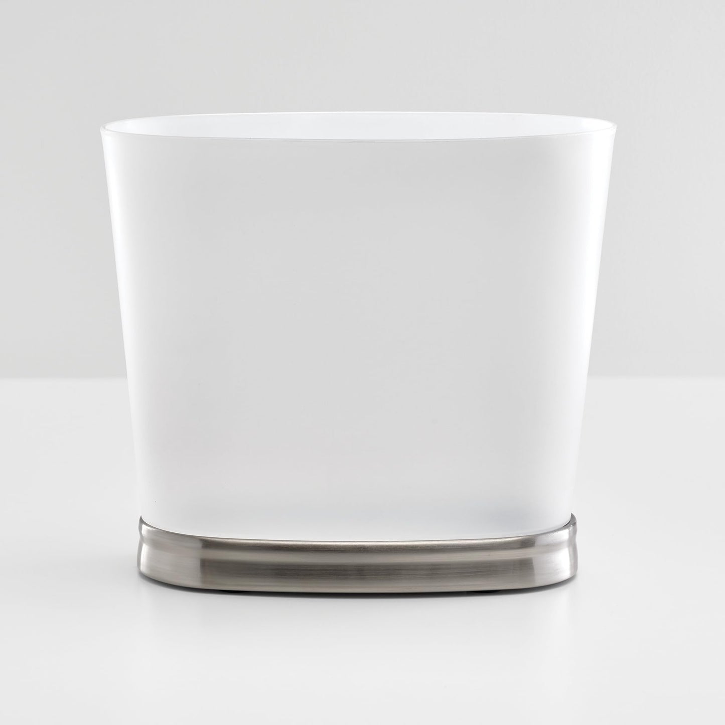 iDesign Slim Bathroom Trash Can, Small Plastic Garbage Can for Bedroom, Office, Desk, or Dorm, 2-Pack, Frost/Brushed