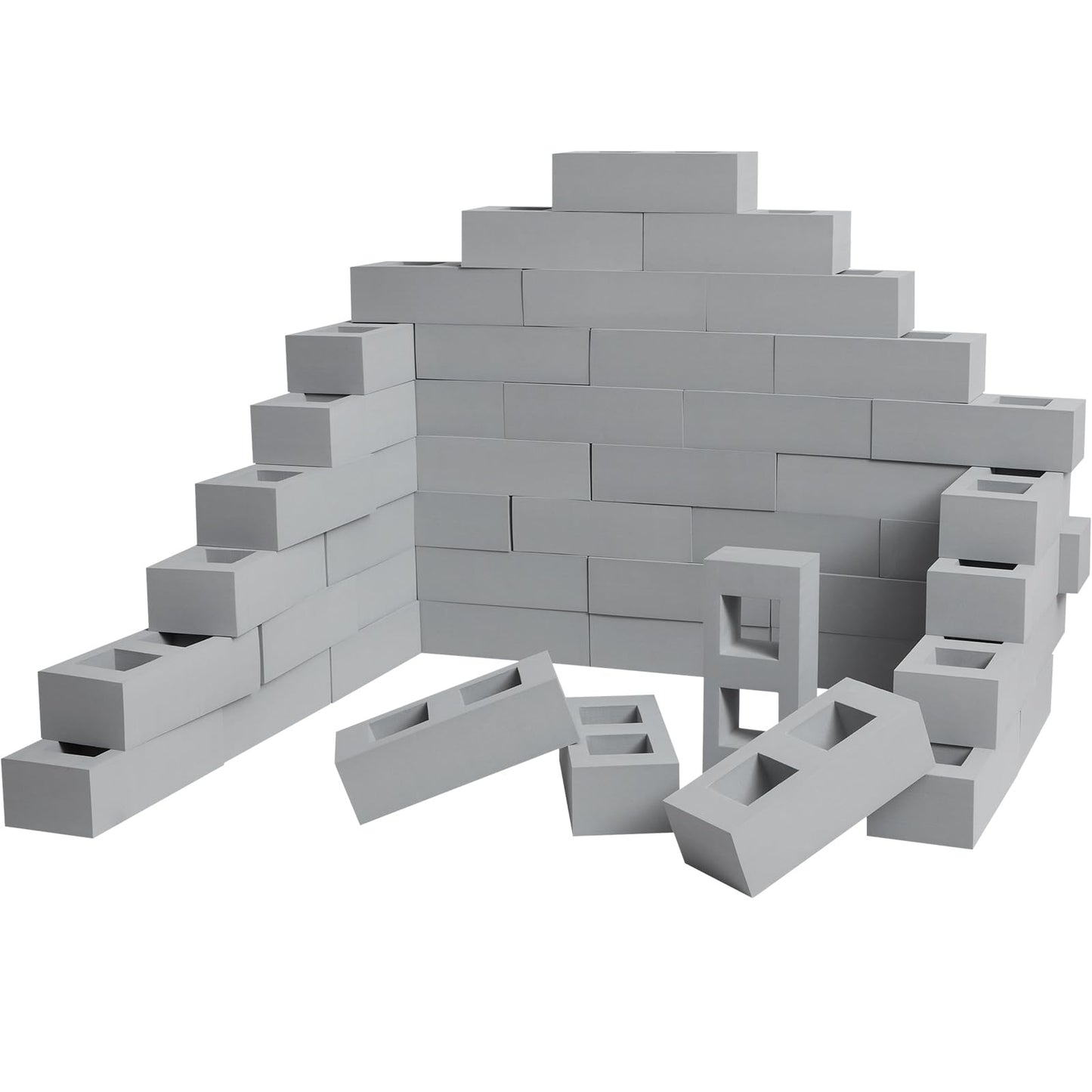 Deekin Foam Brick Building Blocks for Kids Thick Blocks Foam Large Fake Brick Construction Toy for Stacking Construction Gifts, 8 x 4 x 2.4 in(30 Pcs,Square Holes)
