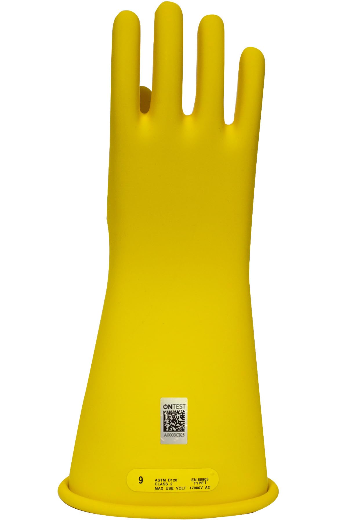 Enespro Class 2 Yellow Rubber Voltage Insulating Gloves, Max. Use Voltage 17000V AC/25500V DC, GC2Y08