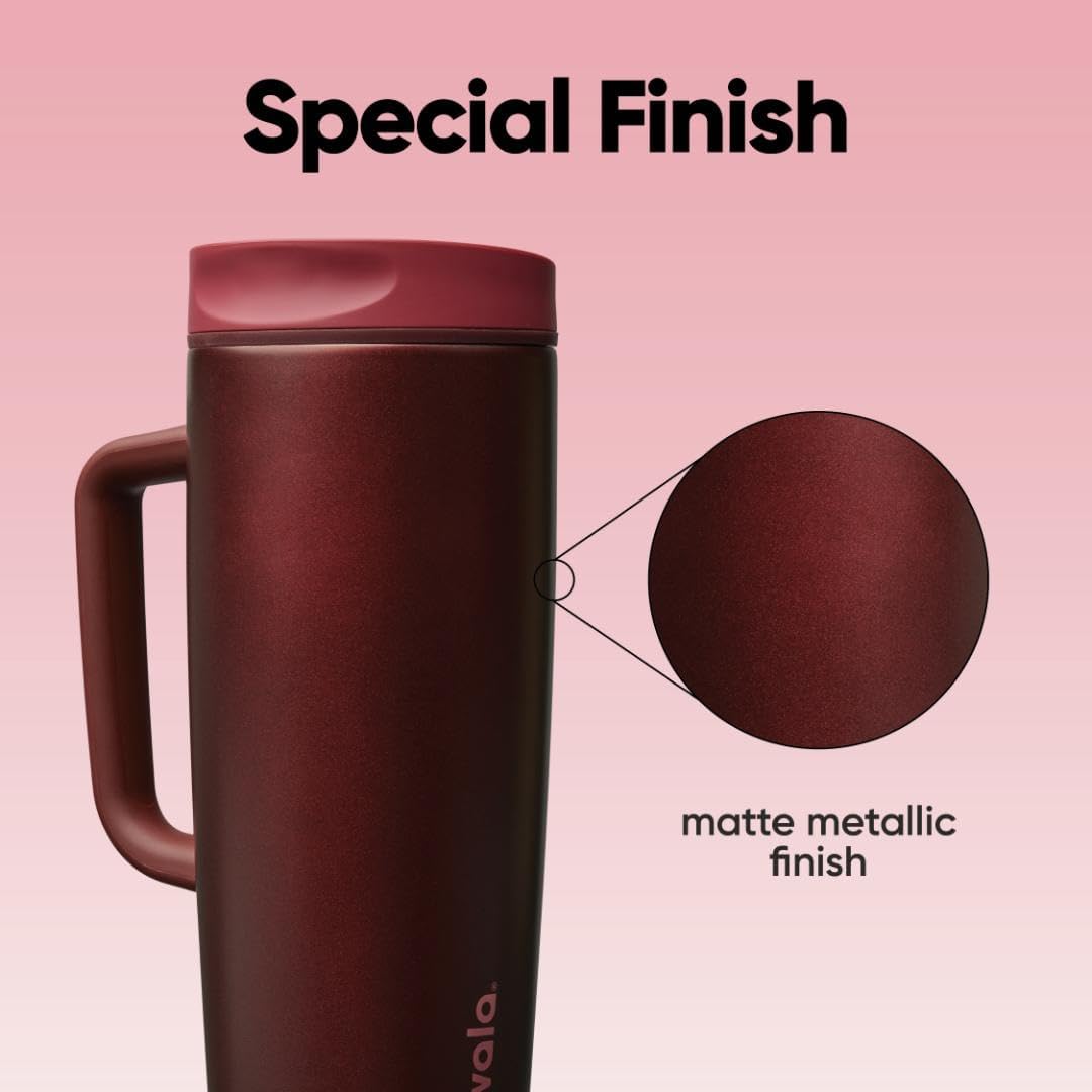 Owala SmoothSip Slider Travel Mug - 24 oz Insulated Stainless Steel, Leak Proof, Hot & Cold Drinks, Black Cherry
