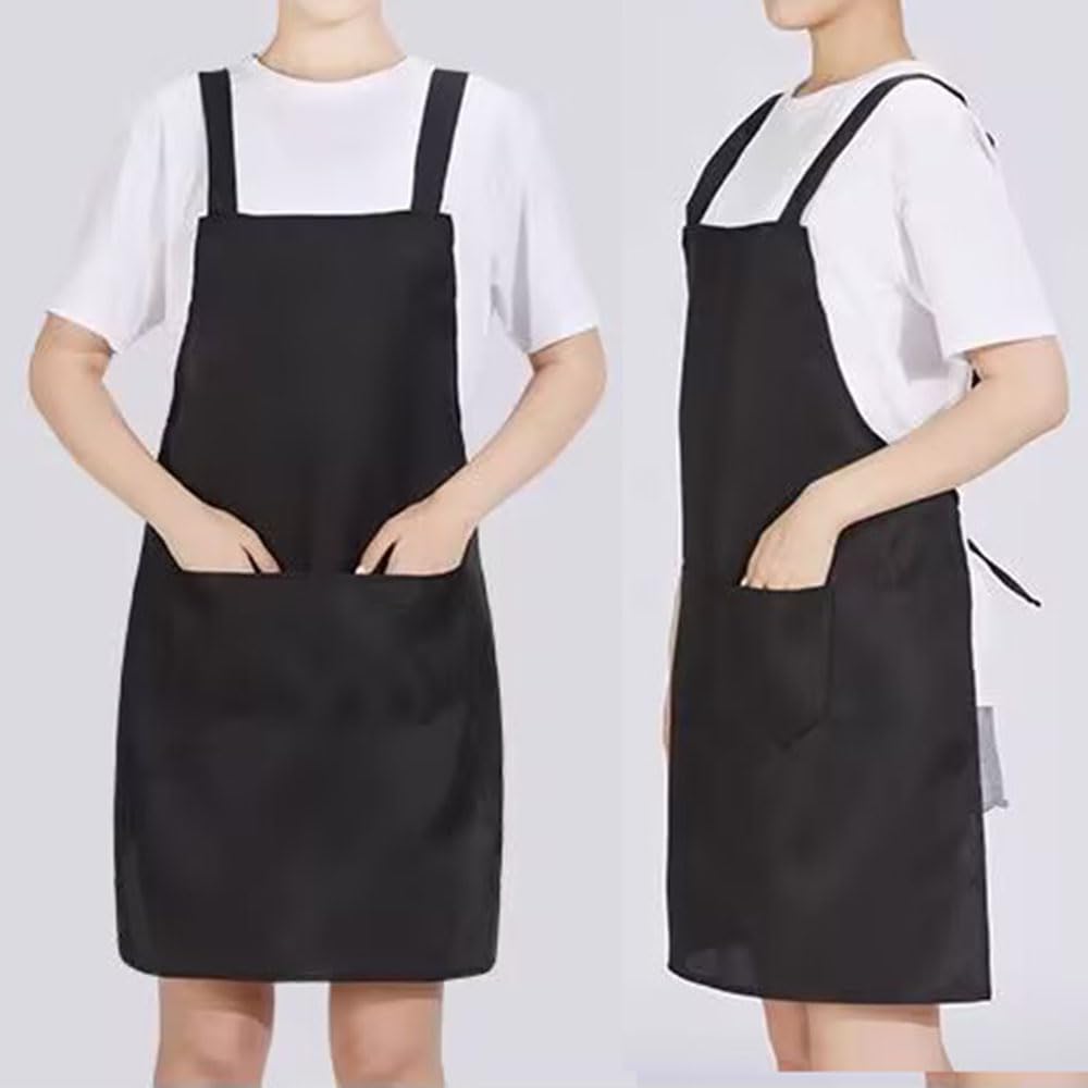 GOESUP 6 Pack Chef Apron Kitchen Cooking Apron with Two Pockets Baker Costume Aprons for Men and Women (Black)