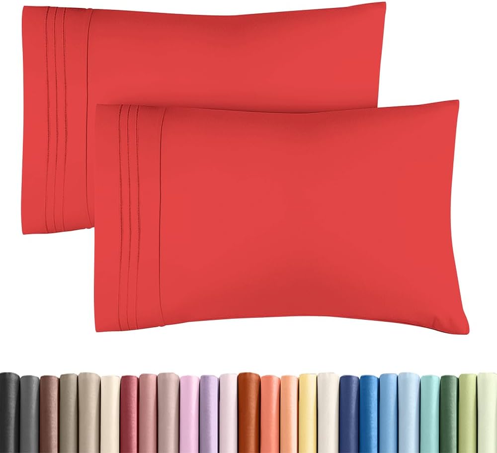 Standard Pillow Cases by [Brand Name] - Ultra-Soft Hotel Quality Covers | Comfy, Wrinkle-Free & Stain Resistant - Set of 2 in Red