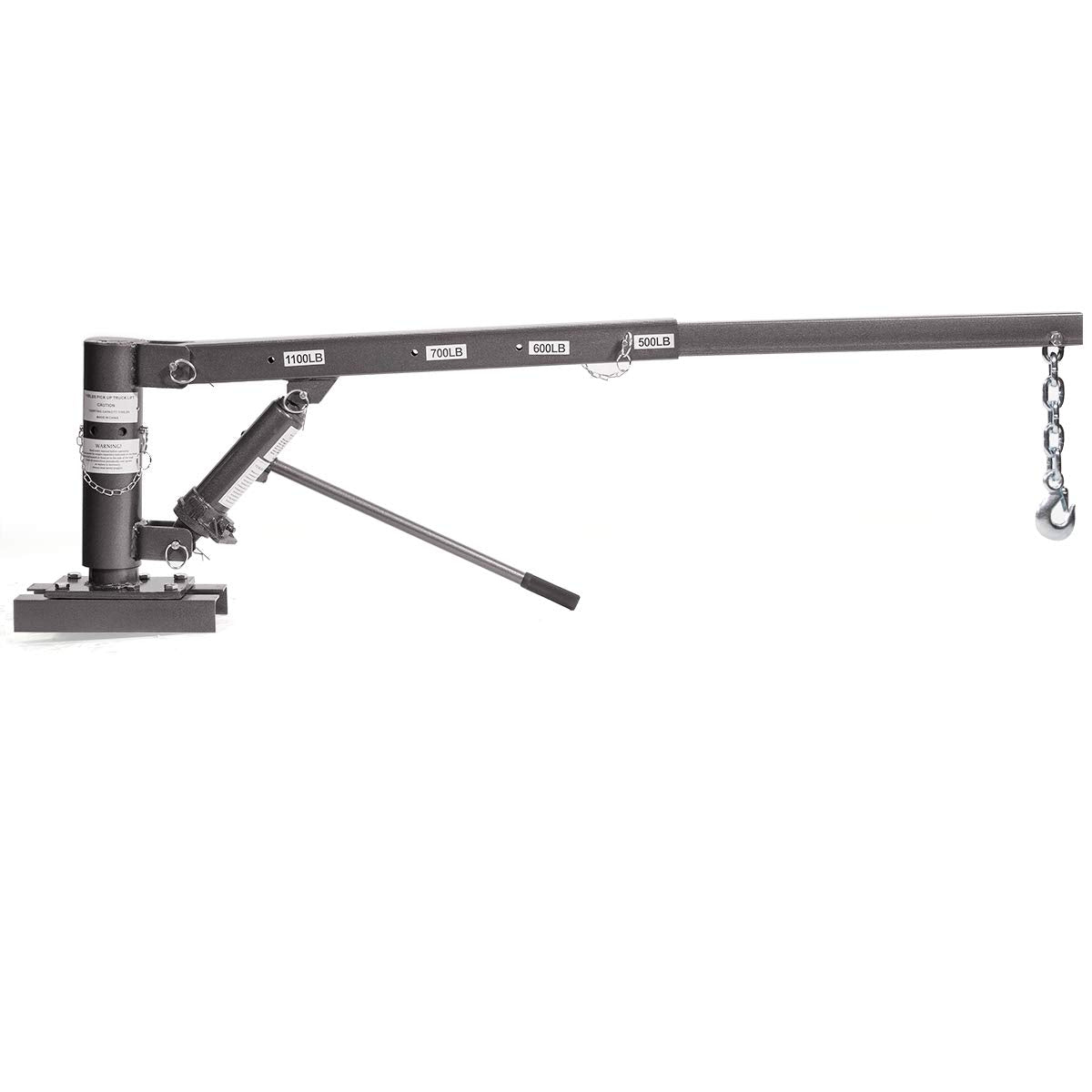 Stark USA 1/2 Ton Capacity Pickup Truck Extra Hoist Lift Load Jib Crane Telescopic Boom 1,100 LBS Extension Lock Position Swivel Base Mounted