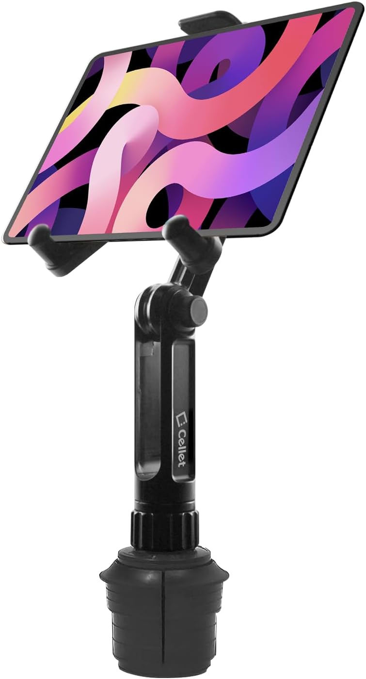 Cellet Cup Holder Tablet Mount, Car Cradle Holder Compatible for All iPad, Pro, Air, Mini Samsung Galaxy Tablet, Amazon