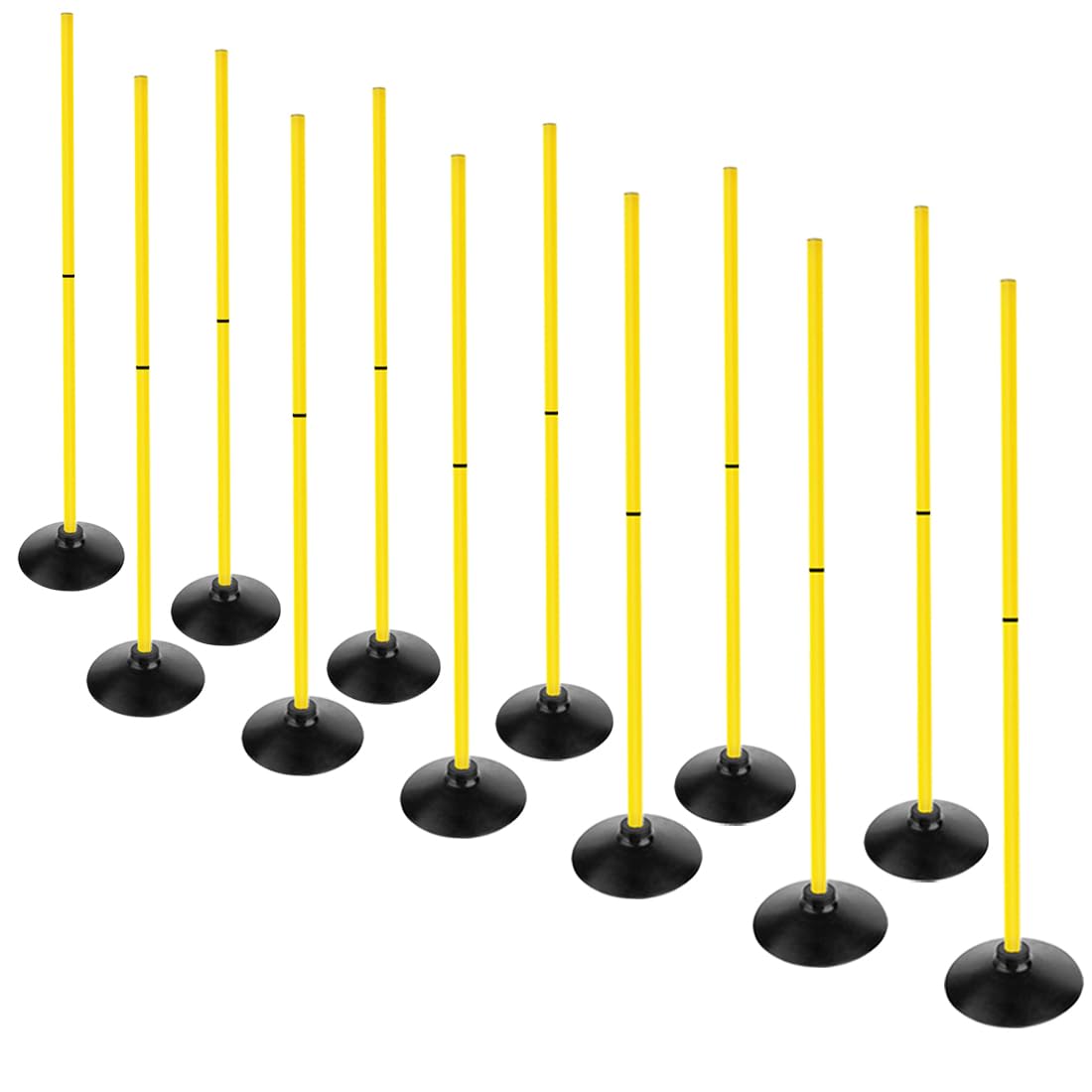 ASENVER Soccer Agility Poles Set Detachable Sports Trainning Speed Pole Slalom Poles with Rubber Base Sport Traning Equipment (4.9 FT, Pack of 12)