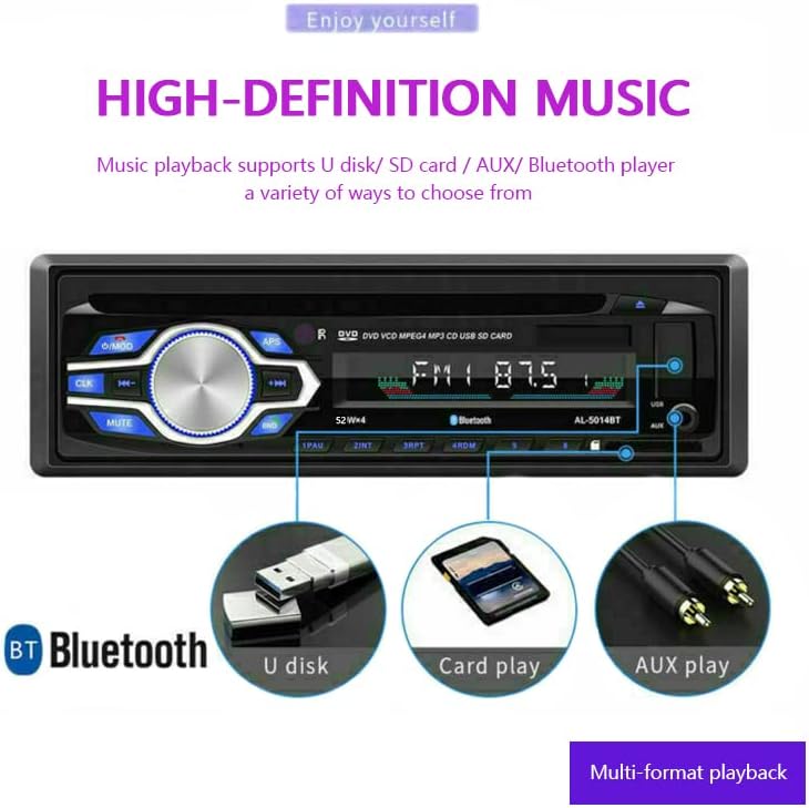 Eaglerich 1Din 12V MP3 4 45W MP3 2 Car DVD CD Player Vehicle Car Stereo Handfree Call Autoradio Bluetooth Aux-in FM USB
