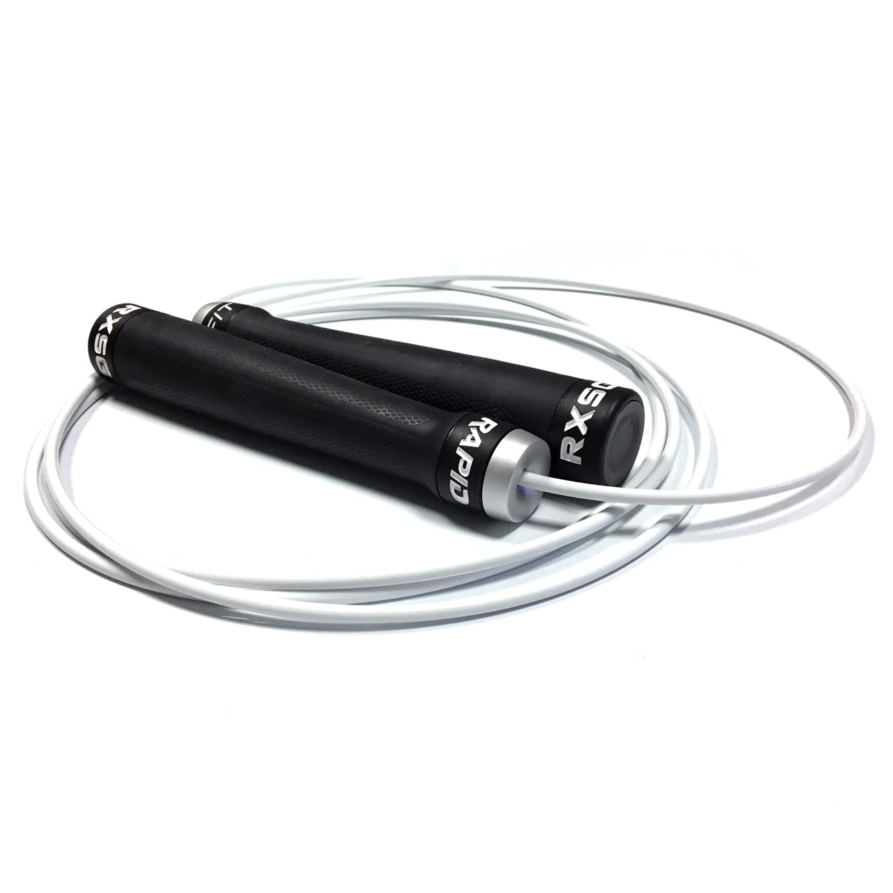RX Smart Gear RapidFit Jump Rope | Adjustable Jumping Rope w/Ergonomic Dual Bearing Handles, Fitness Skipping Rope for Exercise, Workout, Sports Training, White