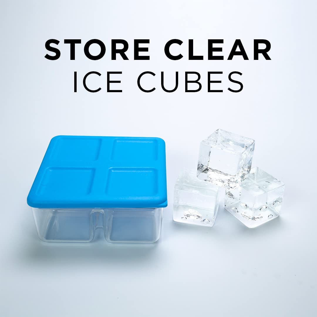 True Cubes Crystal Clear Ice Tray with Lid – Stackable 2"x2"x2" Mold for Space-Saving, Sturdy, Bartender-Quality Ice – Perfect for Cocktails, Whiskey, and Drinks at Home, Ready-to-Serve Convenience