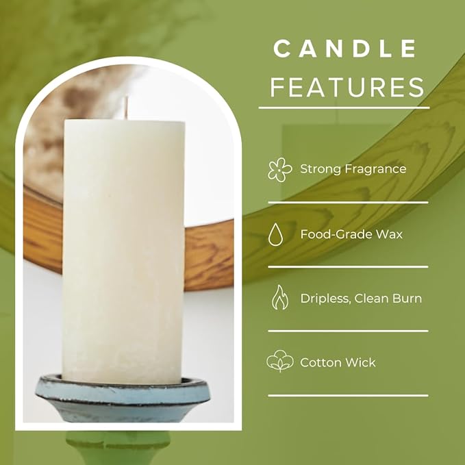 Simply Soson 3x6 inch White Rustic Gardenia Pillar Scented Candle - 3 Pack - for Home Decor, Aromatherapy, Weddings, Restaurants, Spa, Church