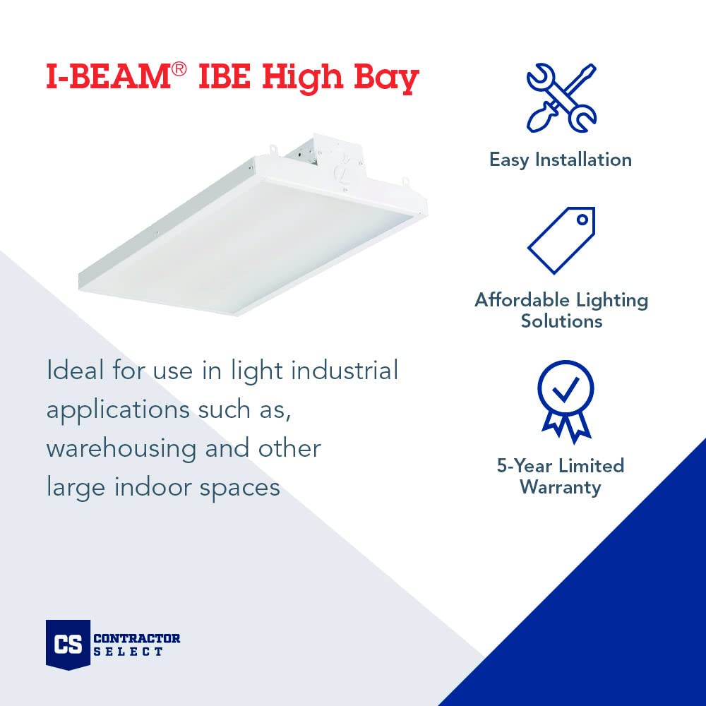 Lithonia Lighting I-BEAM LED High Bay Light, Ceiling Lighting Fixture, 12,000 Lumens, 4000K Cool White, Dimmable LED Shop Lights for Warehouse, Garage, Work Light, MVOLT 120-277V (IBE 12LM MVOLT 40K)