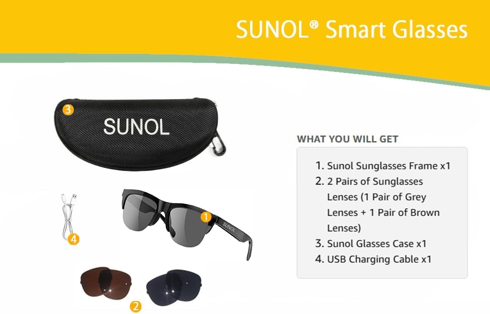 Generic 5.3 Smart Glasses Open Ear Bluetooth Sunglasses for Men Women Bluetooth Smart Sunslasses Touch Control Music